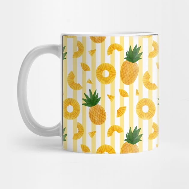 Yellow Pineapple Tropical Summer Pattern by Trippycollage